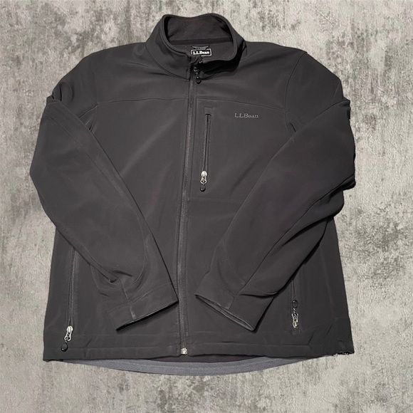LL bean charcoal/black shell  jacket sz large - Picture 1 of 3